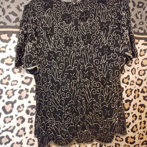 Vintage Silk Beaded Top - Picture 2 of 6